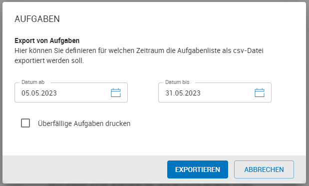 Aufgaben exportieren bzw. drucken