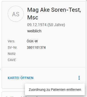 Zuordnung von Dokumenten zu Patienten entfernen