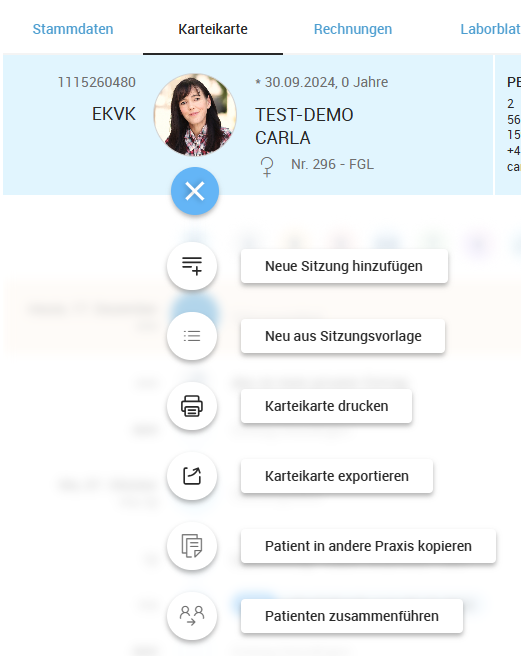 Patienten zusammenführen in der Karteikarte