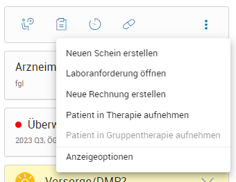 Kontextmenü in der Schnellwahlliste