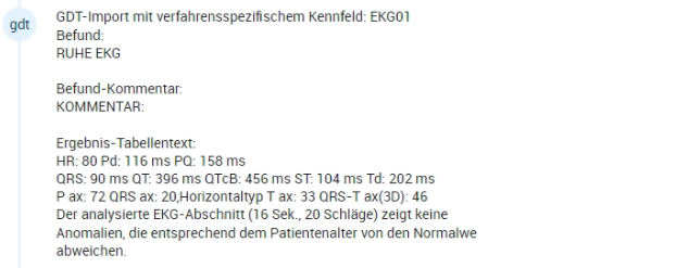 dokumentierte EKG Messung in der Karteikarte
