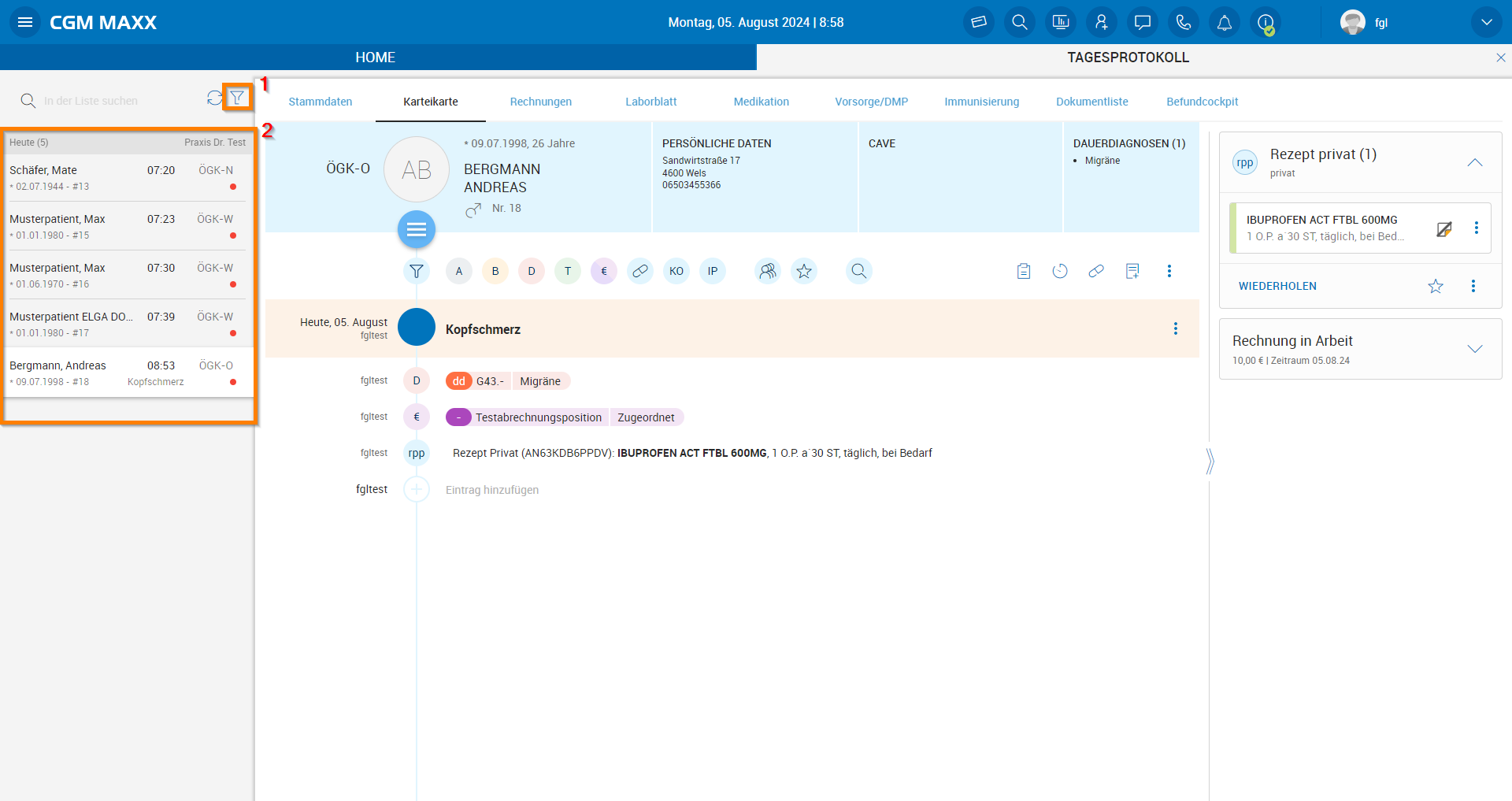 Tagesprotokoll Tagesprotokoll