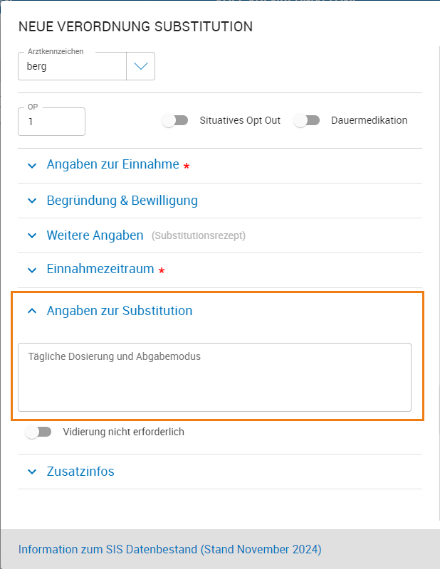 Ergänzende Angaben zur Substitution im Verordungsoverlay