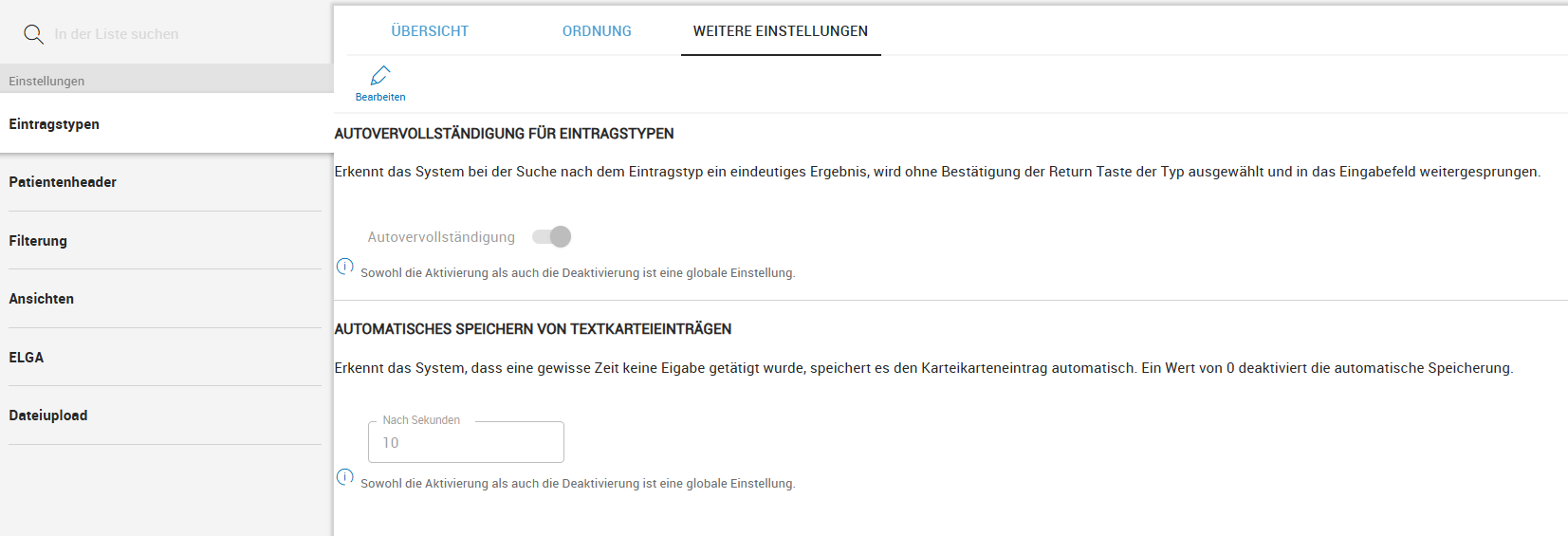 Autovervollständigung von KKE festlegen