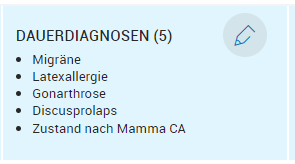 Box Dauerdiagnosen bearbeiten Box Dauerdiagnosen bearbeiten