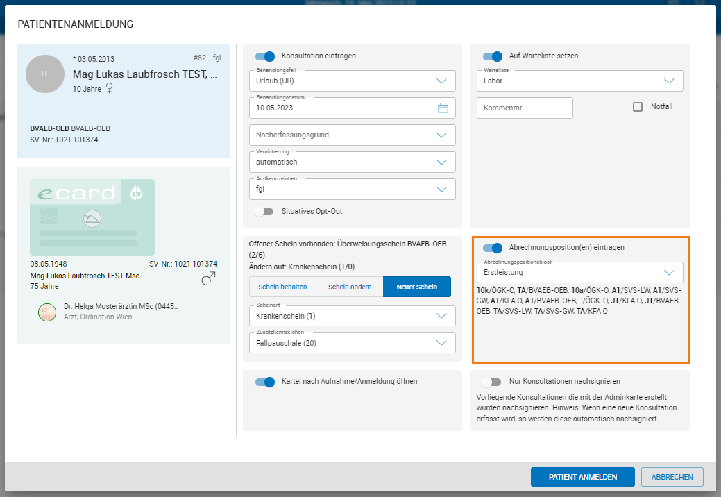 Erstleistung erfassen