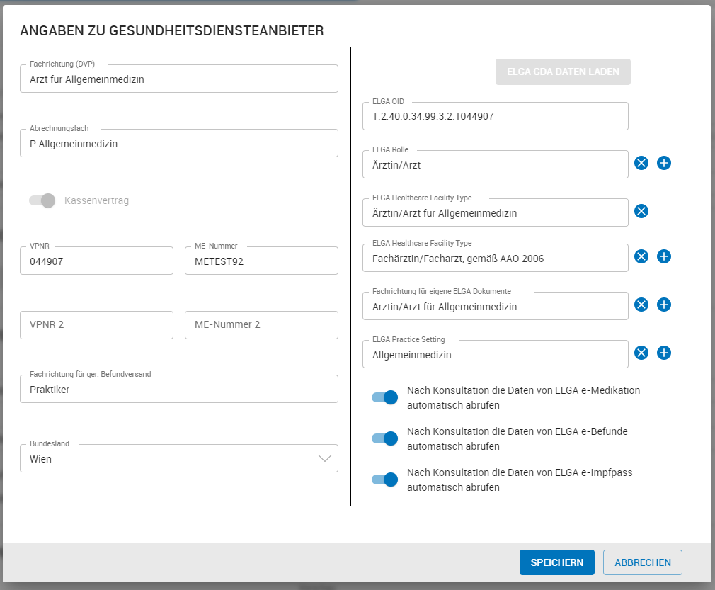 Einstellung zu GDA Daten