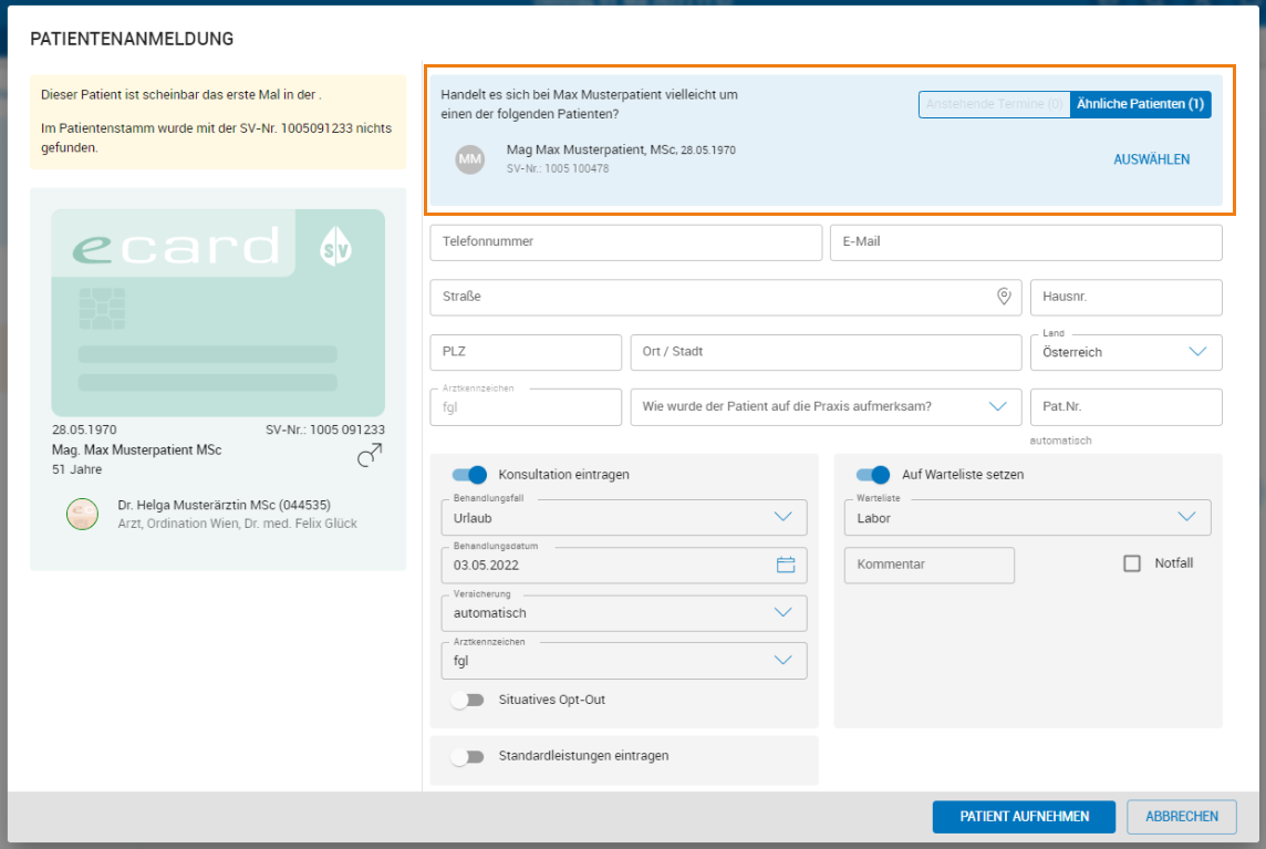 Ähnlichen Patienten auswählen