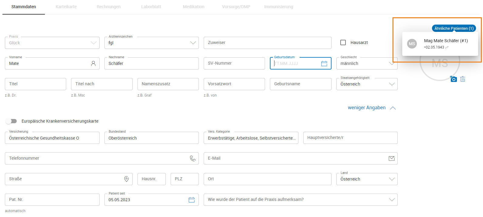 Ähnliche Patienten anzeigen