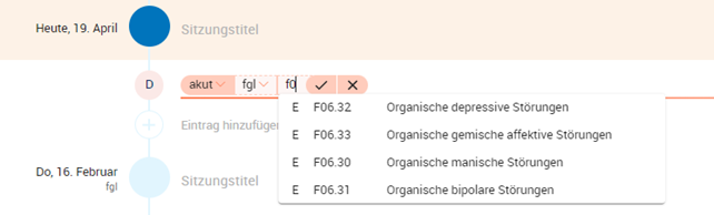 Diagnose in der Karteikarte eintragen