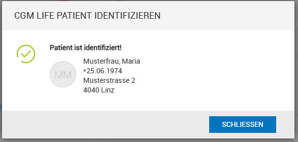 Bestätigung der Identifikation