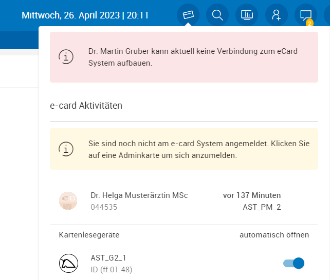 Hinweis bzgl. keiner Verbindung zum e-card System 