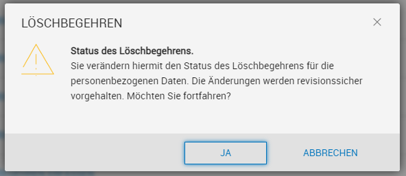 Löschbegehren eintragen