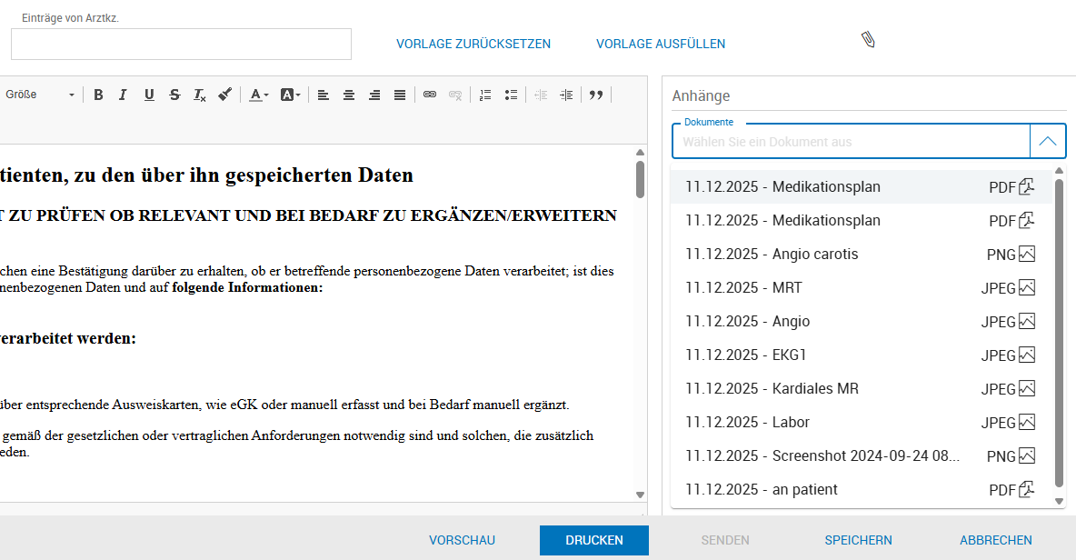 Anhängen von Dateien mit Angabe von Dateiformat