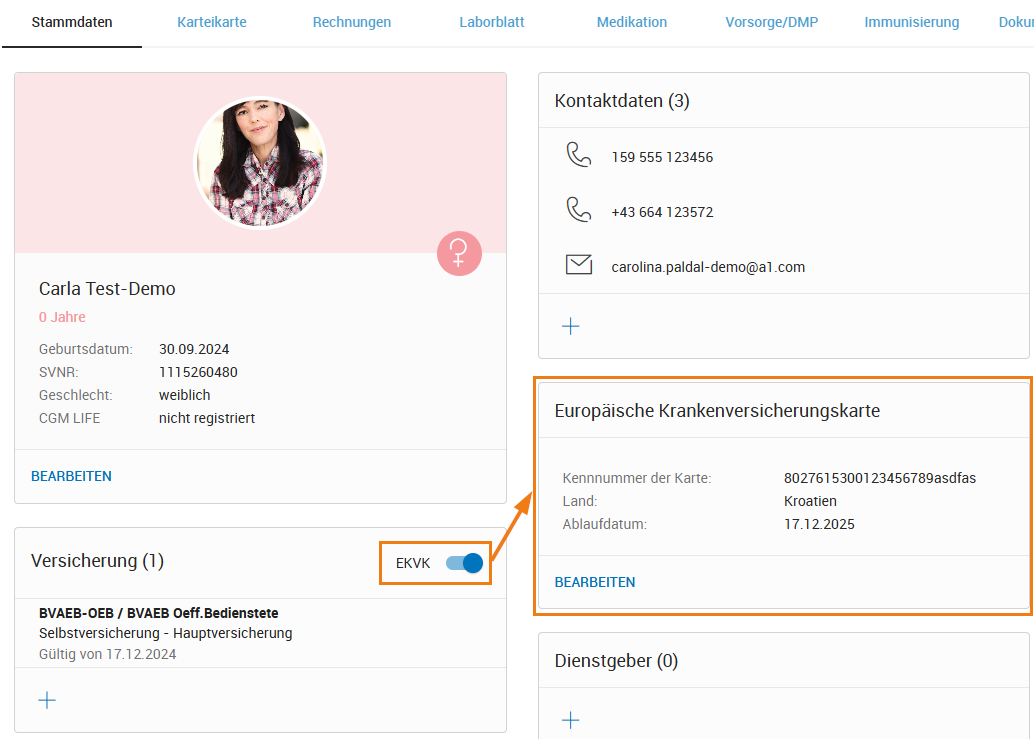 EKVK Daten verwalten EKVK Daten verwalten