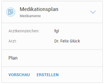 Kontextkarte für Medikationsplan