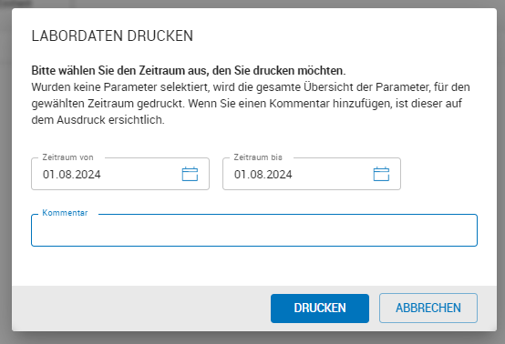 Labordaten drucken