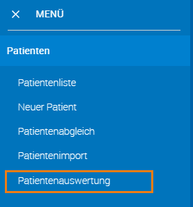 Hauptmenü - Patientenauswertung