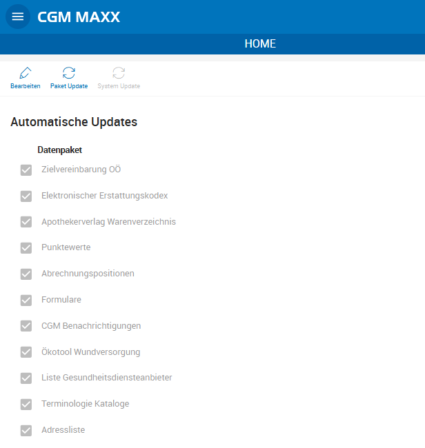 Einstellung zu Datenupdates Einstellung zu Datenupdates