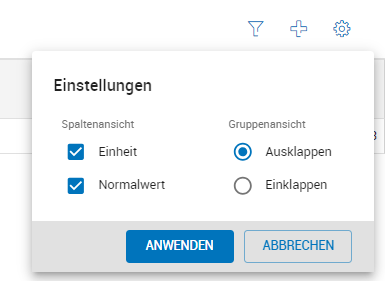 Einstellungen im Laborblatt