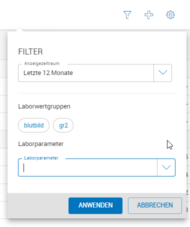 Filter im Laborblatt Filter im Laborblatt