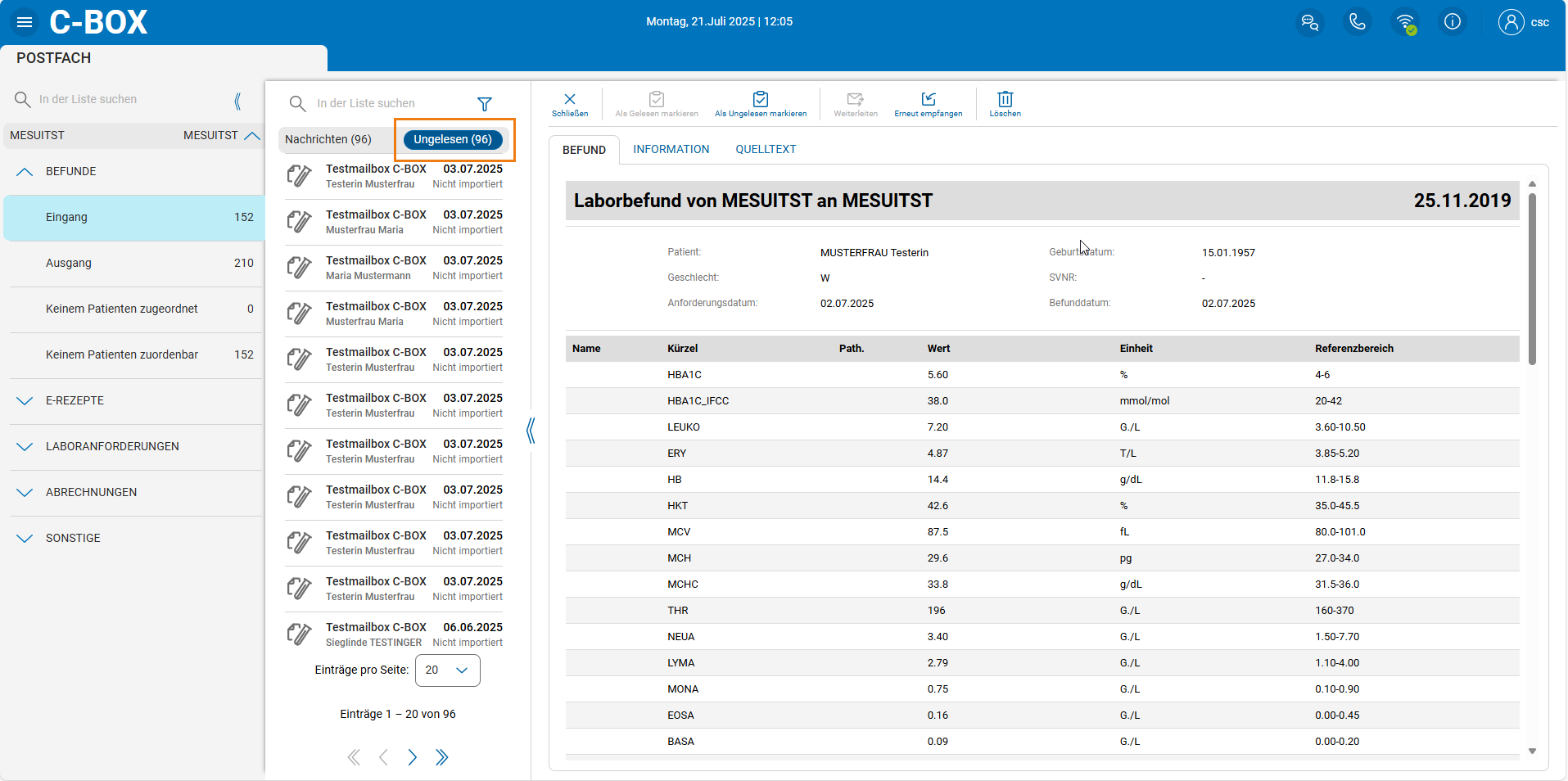 Ungelesen Filter in der Detailansicht