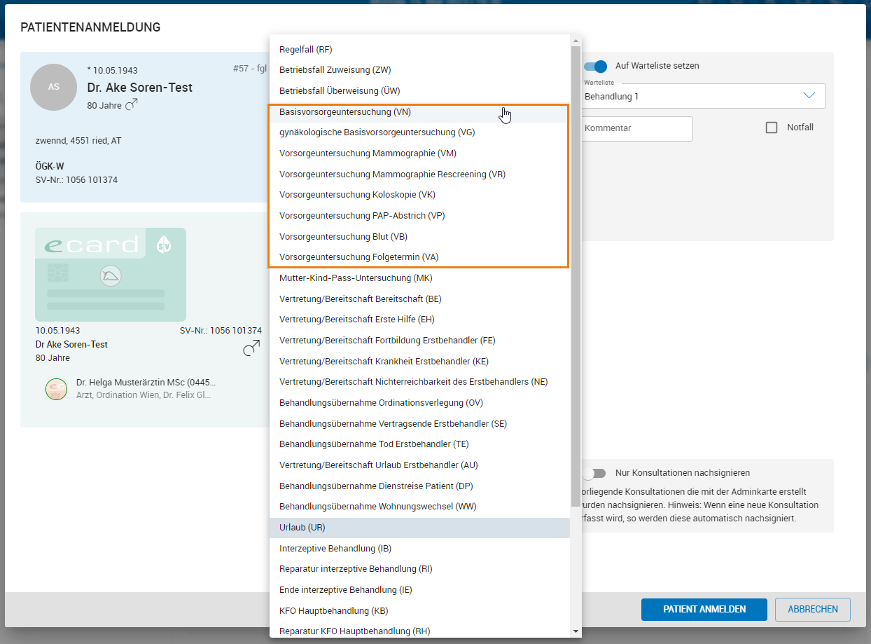 betroffene e-Card Behandlungsfälle für VoU betroffene e-Card Behandlungsfälle für VoU