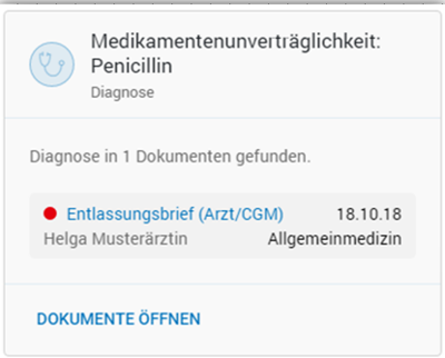 BEFUND-COCKPIT - Kontextbereich - Diagnose