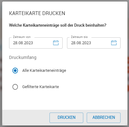Karteikarte drucken