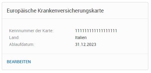 Kärtchen EKVK in den Patientenstammdaten Kärtchen EKVK in den Patientenstammdaten