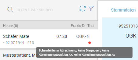 Patientenliste i m Tagesprotokoll Patientenliste im Tagesprotokoll