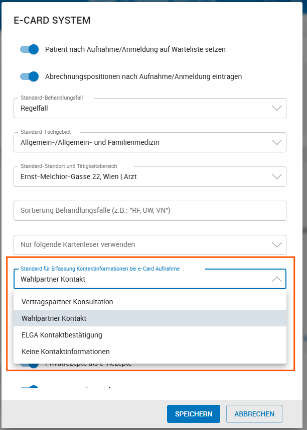 Einstellung zur Erfassung der Kontaktinformation