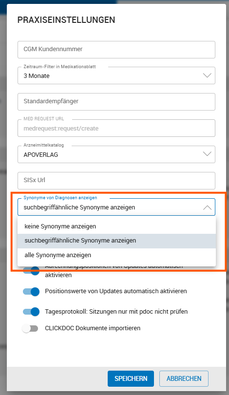 Einstellung welche Suchtreffer angezeigt werden sollen