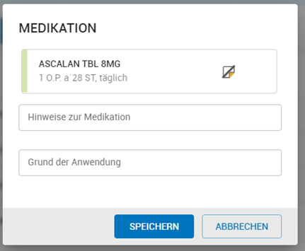 Hinweis zum Medikament ergänzen