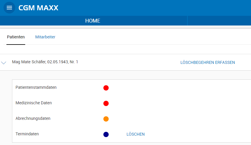 Datenkategorien für Datenlöschung