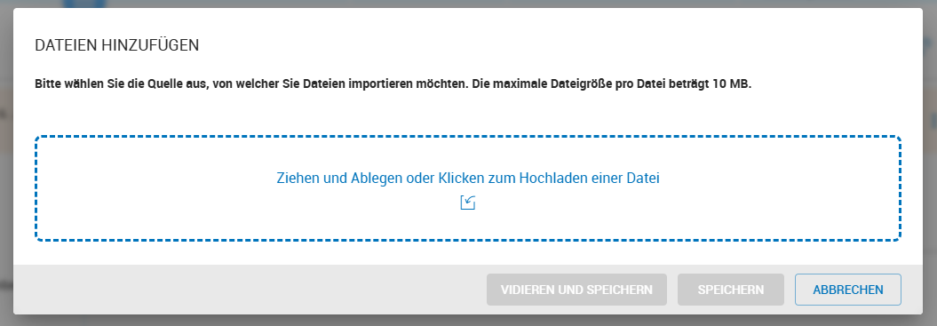 Datei vom lokalen Rechnung in die Karteikarte hochladen