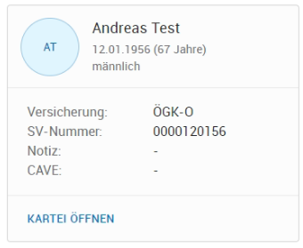 Kontextkarte in Patientenauswertung