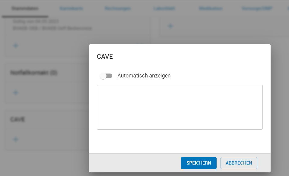 Cave eintragen