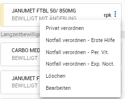 bewilligtes Medikament mit Änderung
