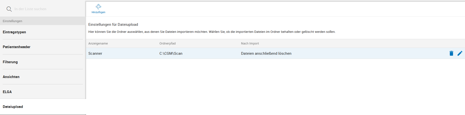 Einstellungen zum Dateiupload