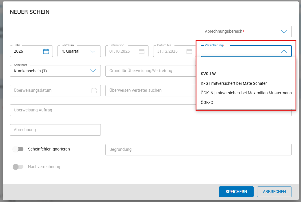 Versicherungsauswahl bei Scheinanlage