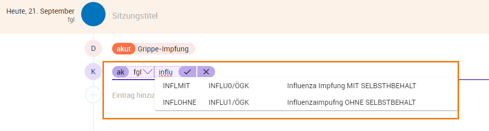 Abrechnungsposition eintragen