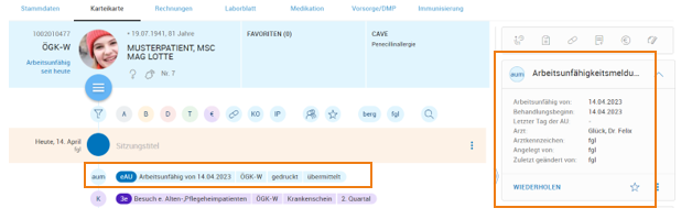 Dokumentation in der Karteikarte
