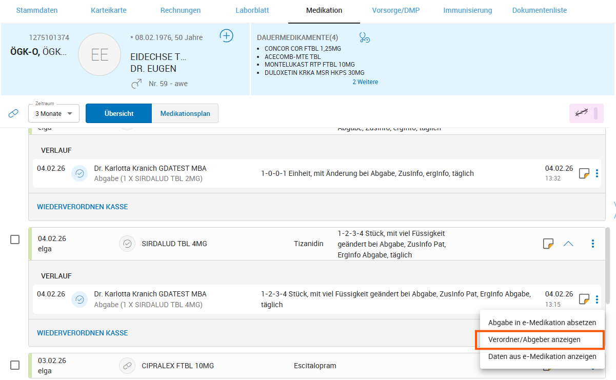 Neue Funktion in der Detailansicht in der Medikation Neue Funktion in der Detailansicht in der Medikation