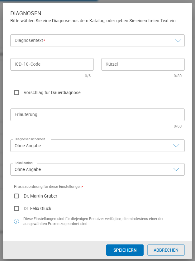Neue Diagnose anlegen