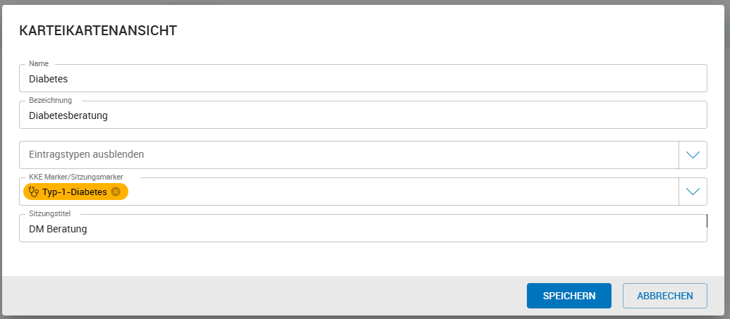 Marker in Karteikartenansichten festlegen