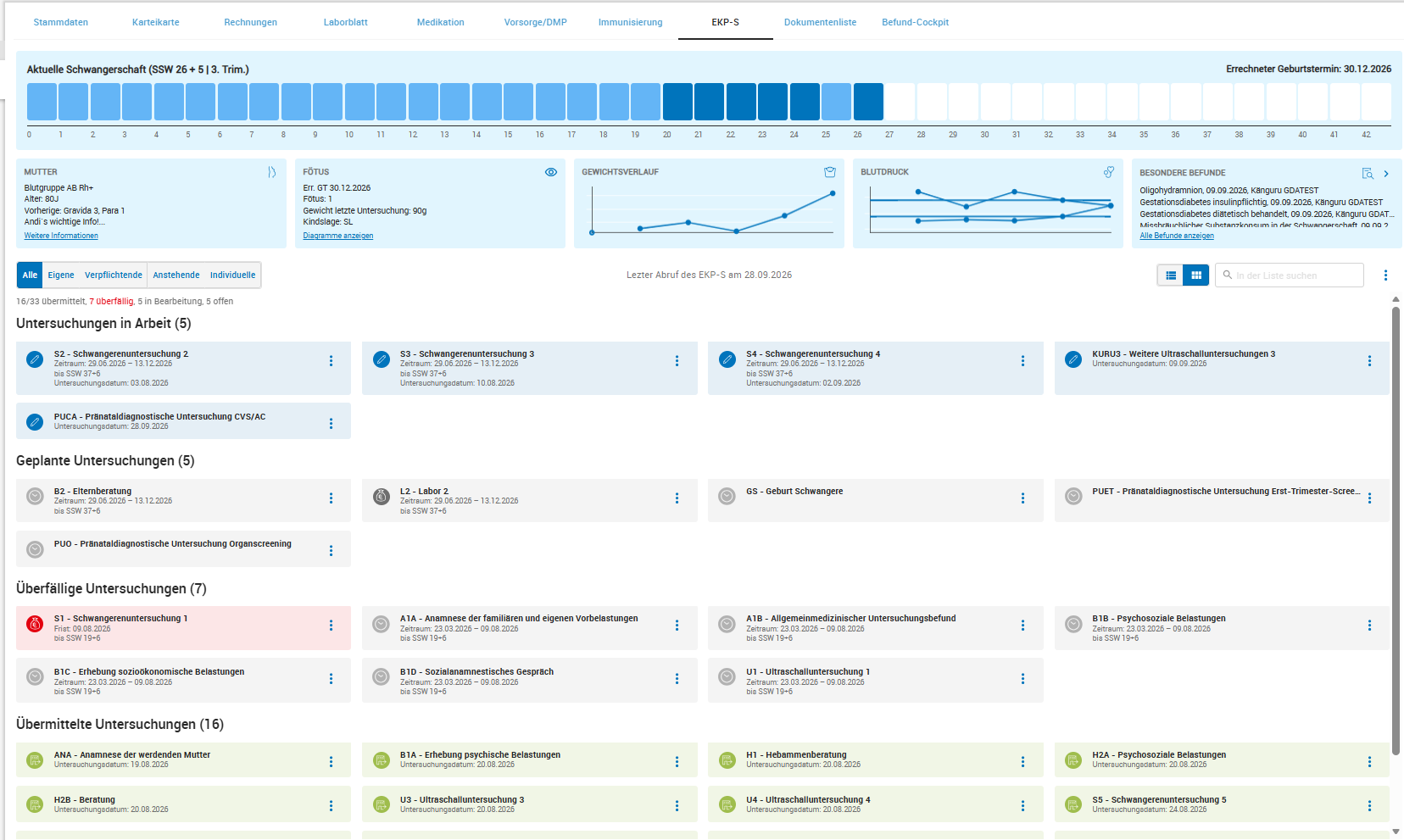 Das Dashboard des elektronischen Eltern-Kind-Passes Das Dashboard des elektronischen Eltern-Kind-Passes