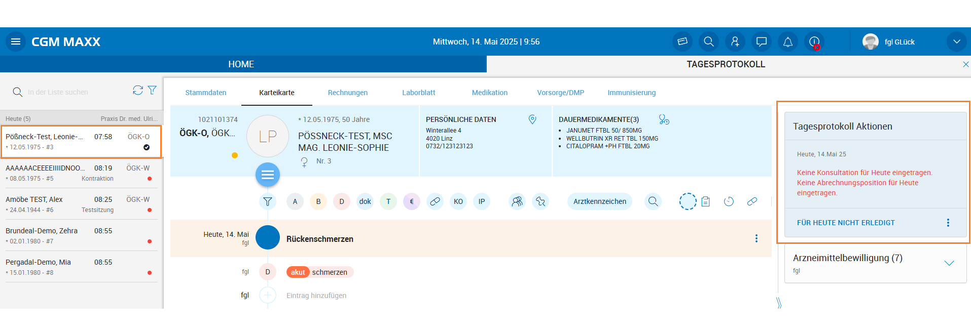 Tagesprotokoll - als nicht erleldigt markiert Tagesprotokoll - als nicht erleldigt markiert