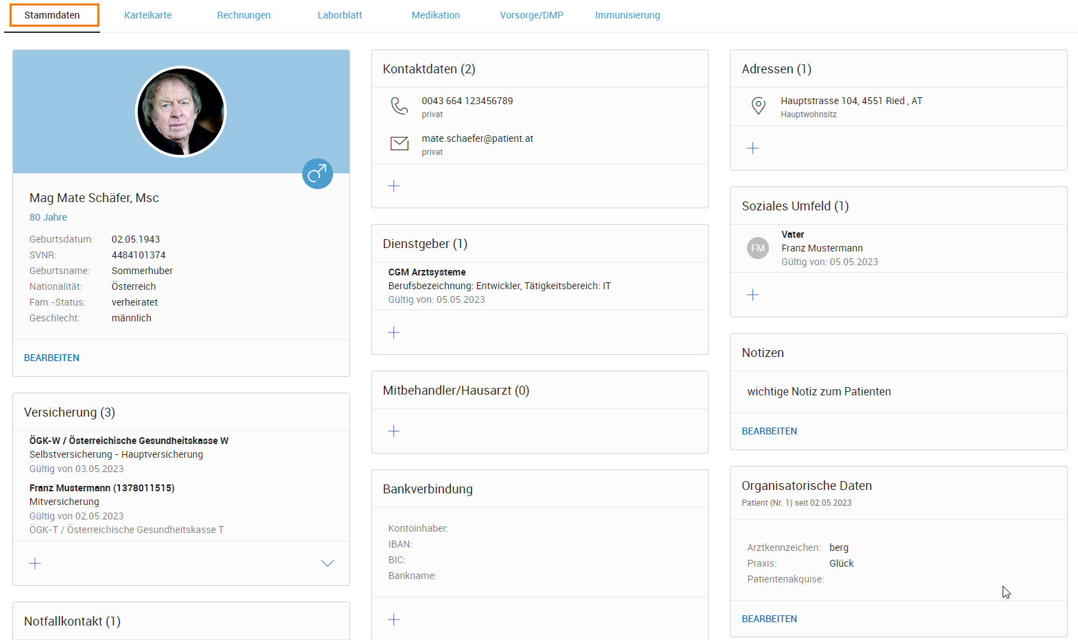 Stammdaten des Patienten