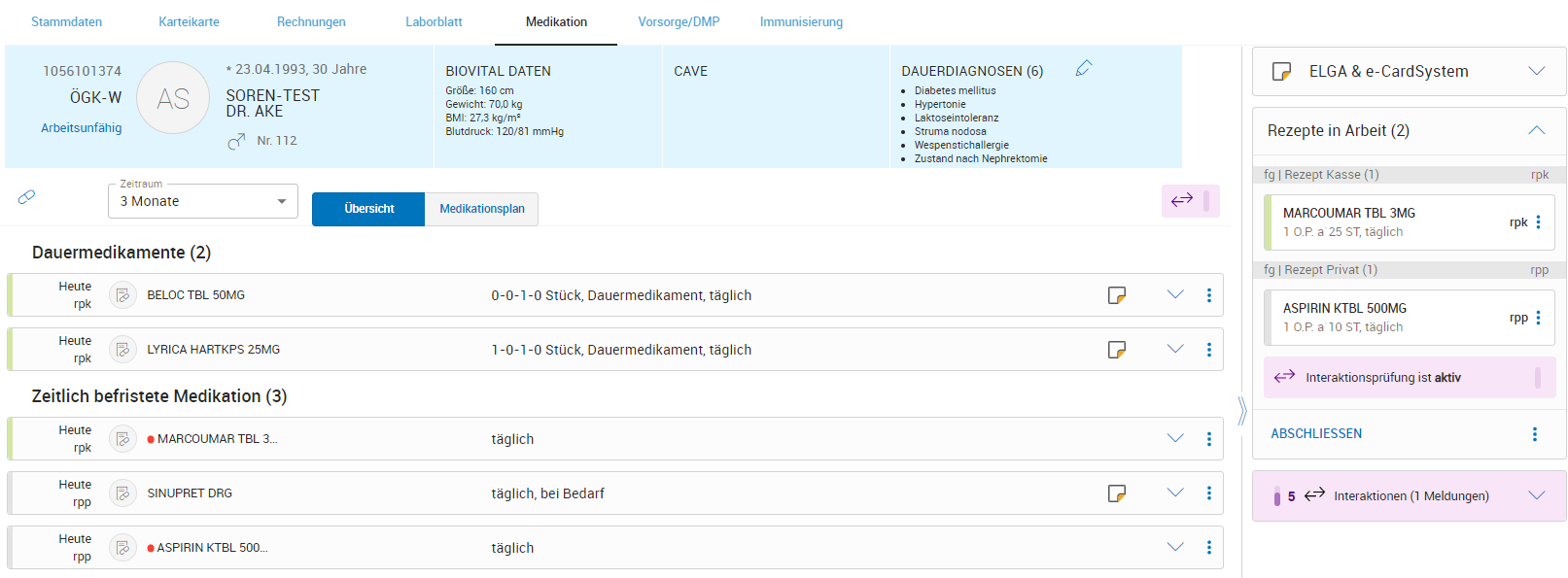 Interaktionen im Medikationsblatt anzeigen Interaktionen im Medikationsblatt anzeigen